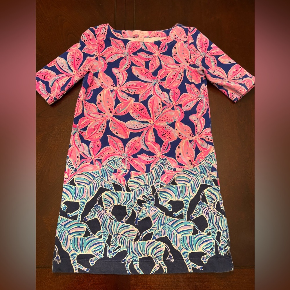 Lilly Pulitzer Pink and Blue Floral Zebra Kids Dress